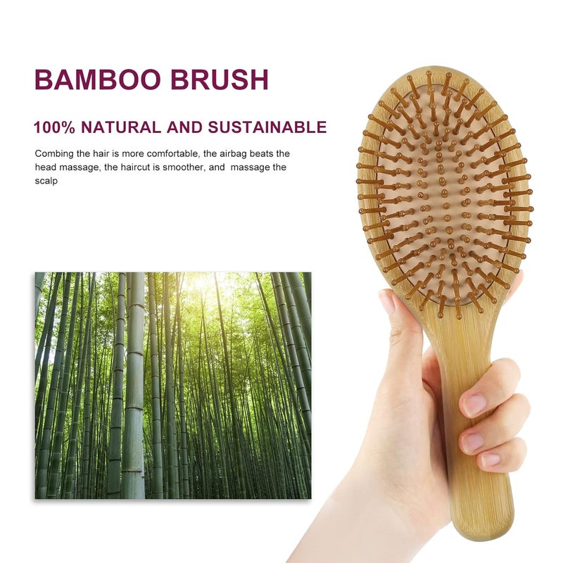 MRD Hair brush, Natural Bamboo Paddle Detangling Hairbrush, Massage Scalp Thick/Thin/Curly/Dry Hair For Women & Men - Image 3